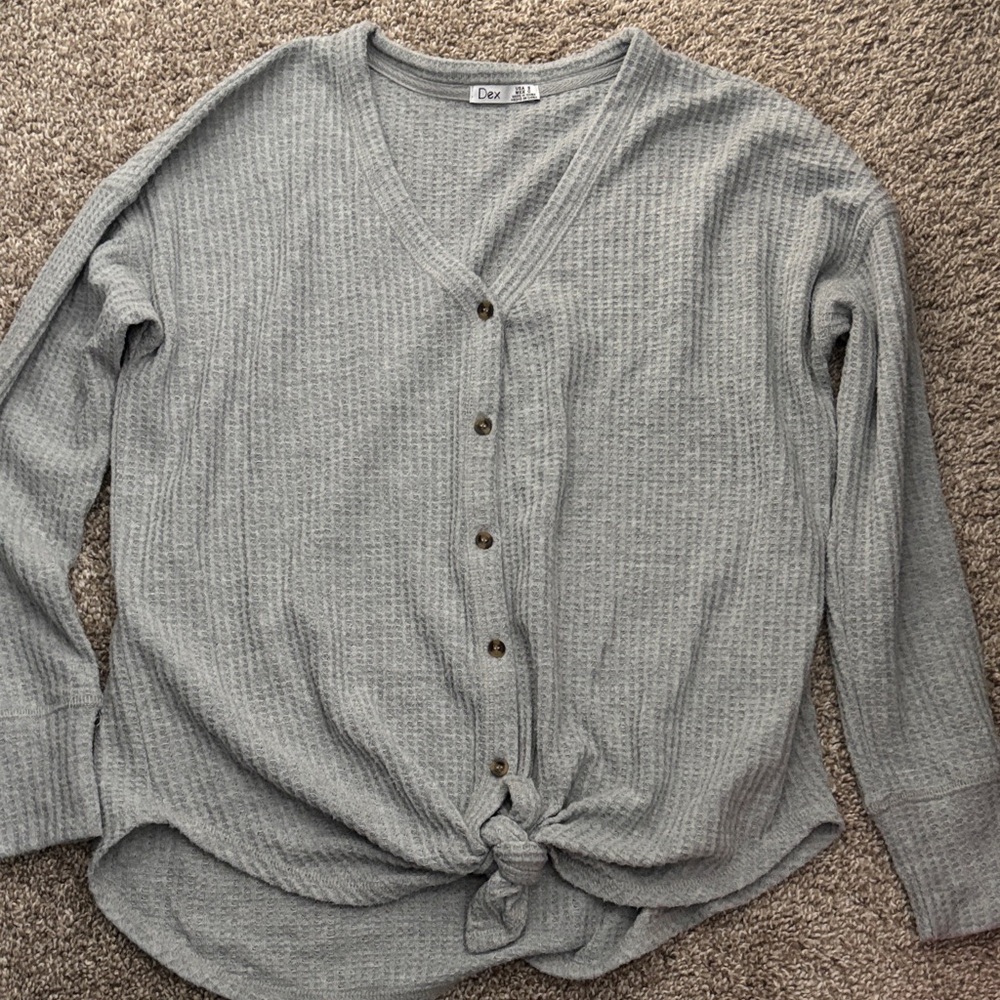 Dex Light Gray Button-Down Women's Shirt